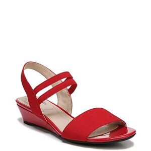 Lifestride Womens Size 9W Wide Width Yolo Ankle Strap Wedge Sandals in Red $70